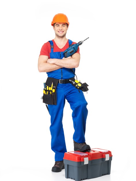 handyman with tools for equipment repair